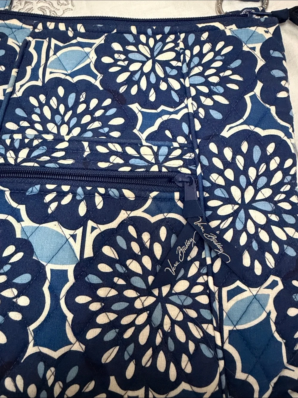 Vera Bradley Navy and Light Blue Floral Quilted Crossbody